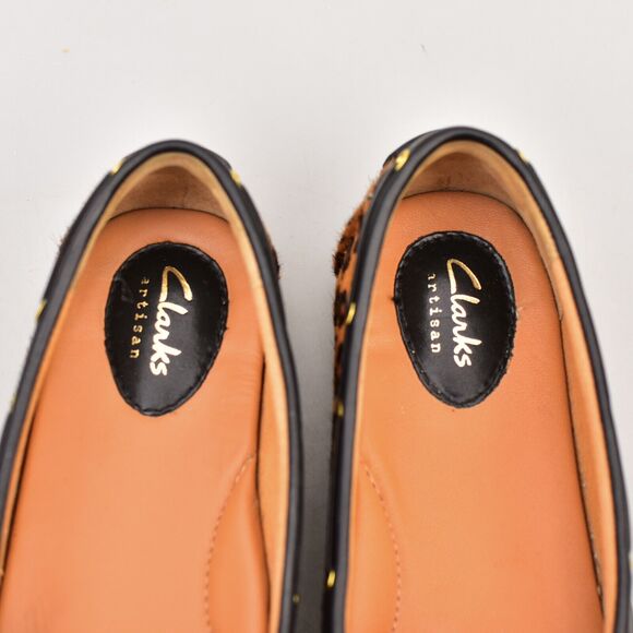 CLARKS DUNBAR DRIVER PONY HAIR SLIP-ON MOCCASIN LOAFERS LEOPARD PRINT WOMEN'S 8 - Picture 8 of 11